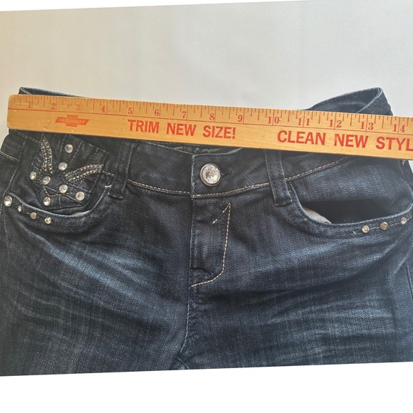 L.A. Idol Jeans Women's Size 7 Blue Denim Rhinestone Embellished Skinny Pants - Picture 6 of 11